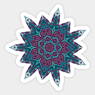 Teal and Purple Abstract Mandala Star Silhouette Sticker